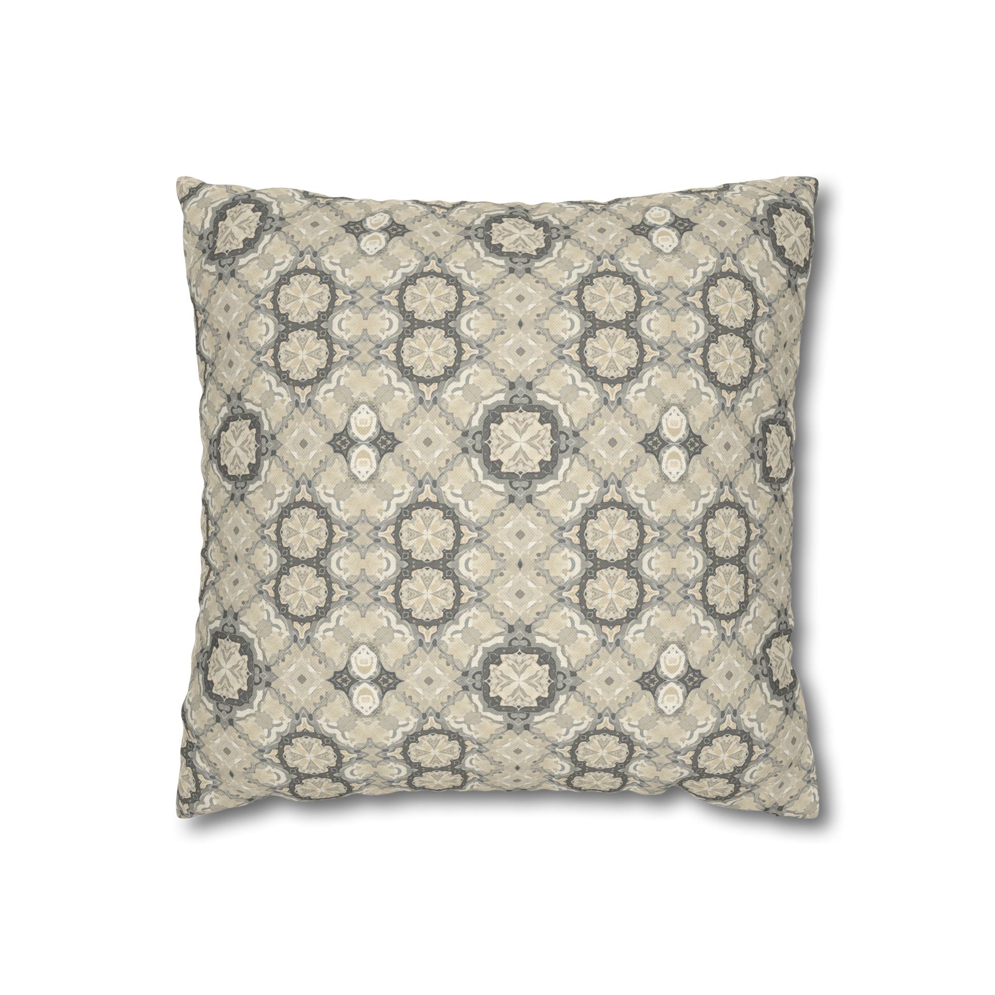 Habana Tile Spun Polyester Square Pillowcase — Tropical Tile Couch Pillow