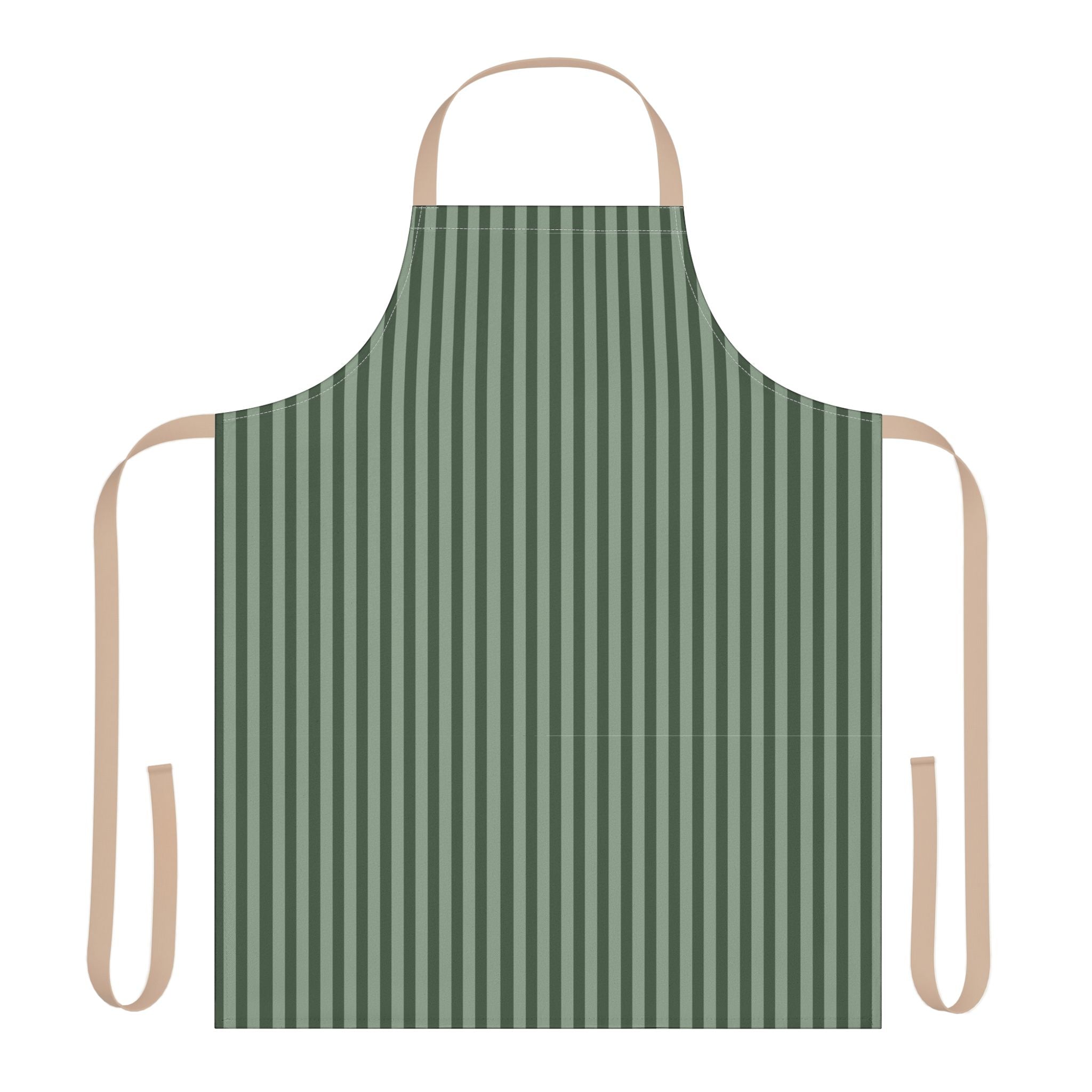 Green Striped Apron — Classic Kitchen Apron with 5-Color Straps