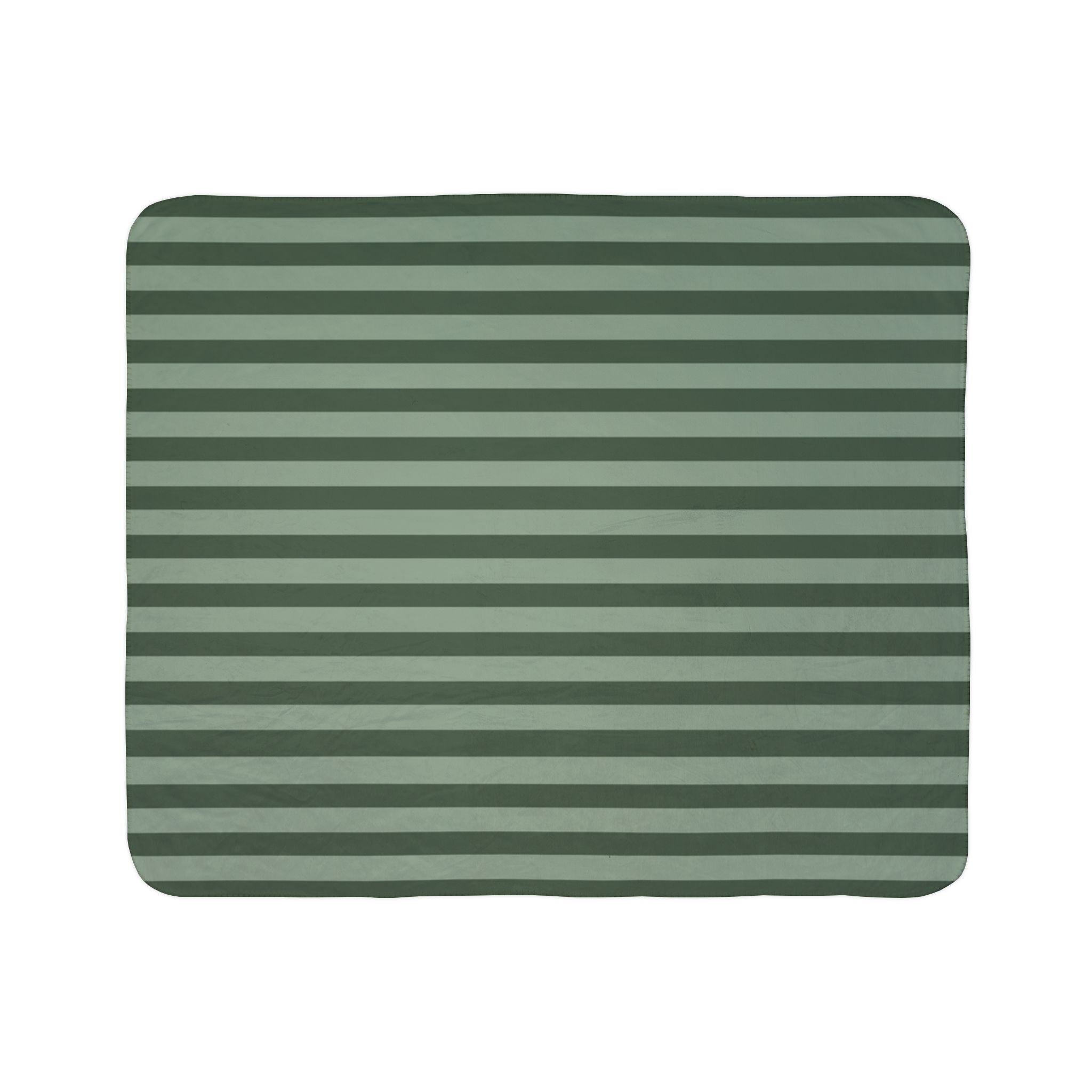 Green Striped Fleece Sherpa Blanket — Cozy Plush Throw for Home & Gifts