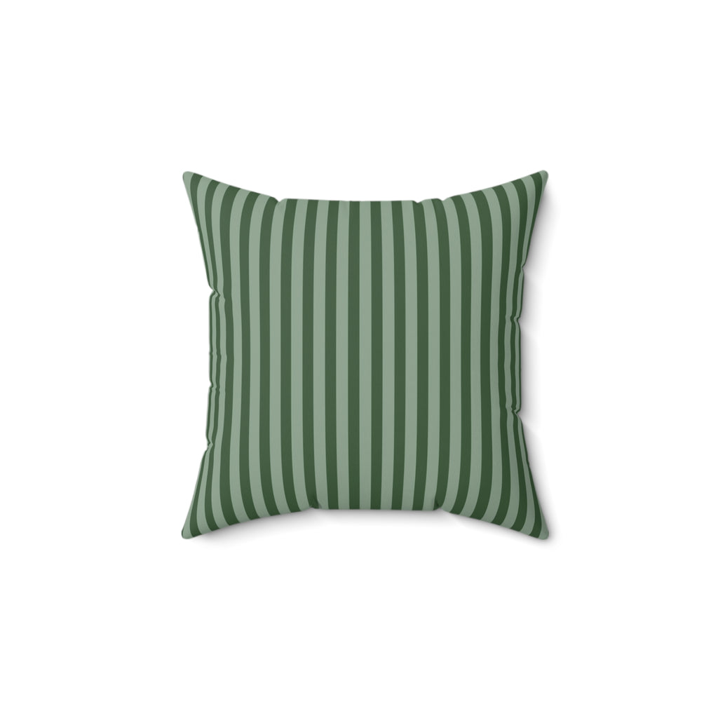 Green Striped Square Pillow — Spun Polyester Decorative Throw Pillow