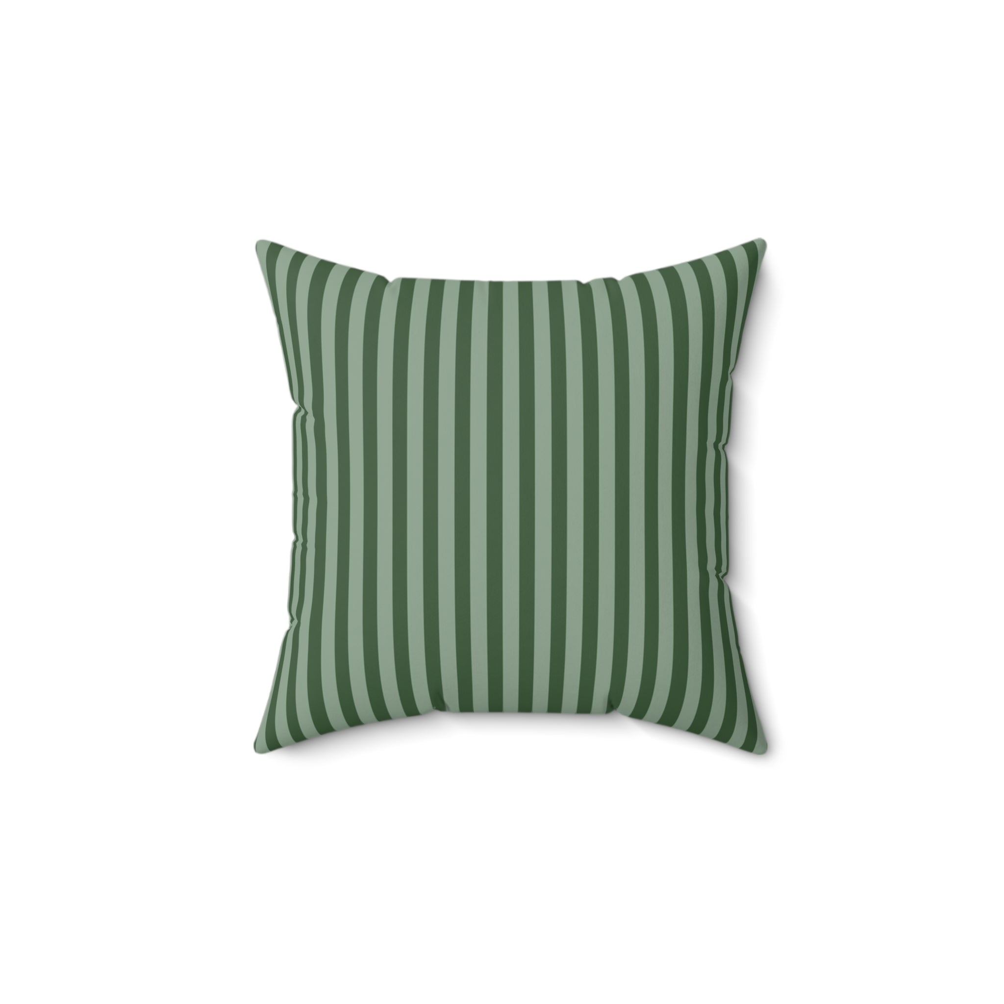Green Striped Square Pillow — Spun Polyester Decorative Throw Pillow