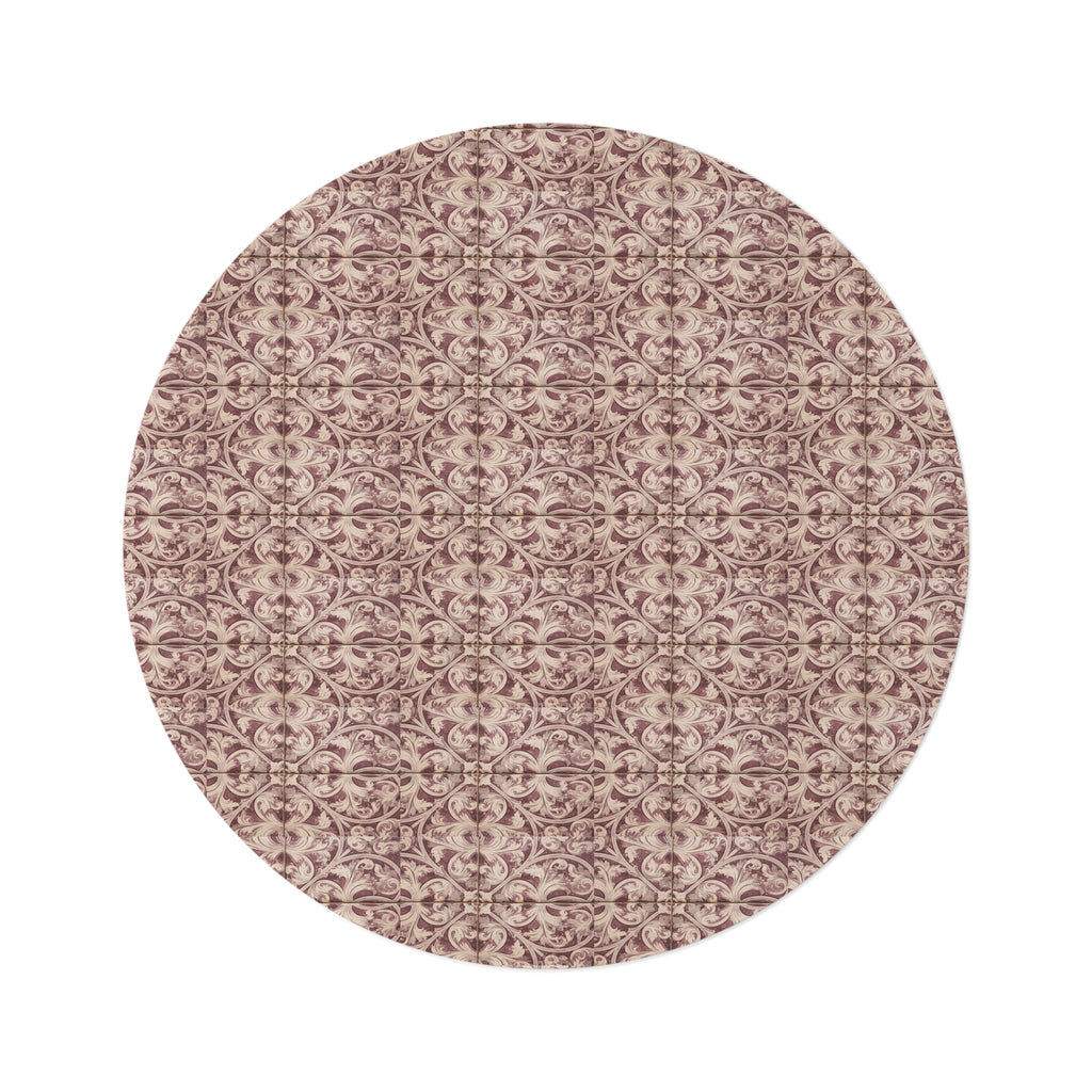 Mauve Habana Tile-Inspired Round Rug